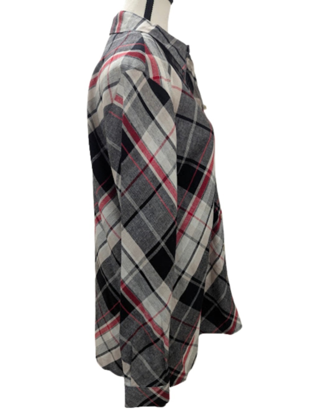 Linen Blend Plaid Requirements Womens Shirt M Grunge Academia Cabincore Y2K - Picture 2 of 9